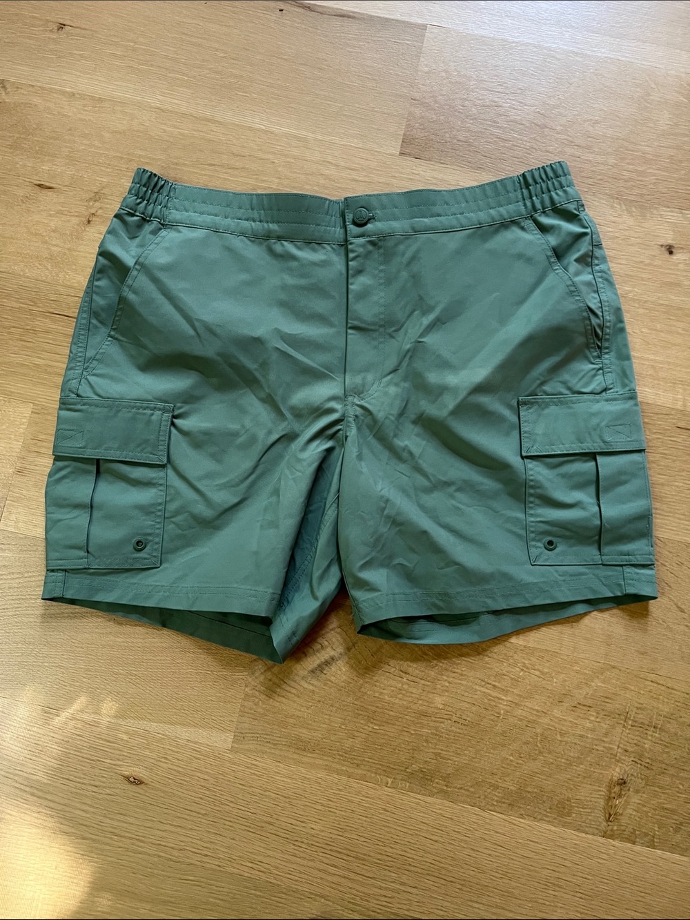 Lands' End Men’s Cargo Green Swim Shorts Size 36-38 Large 7”